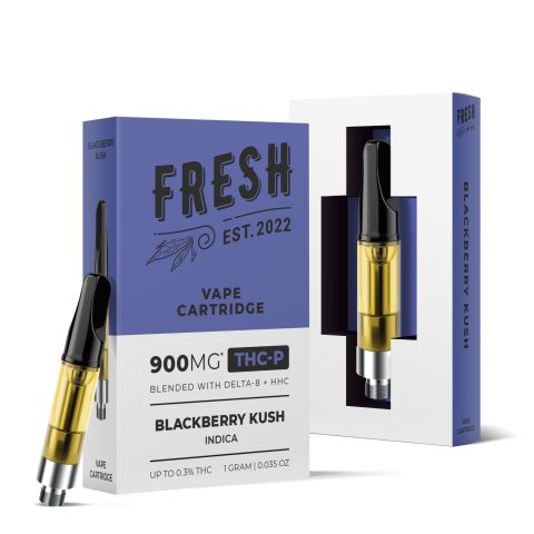 900mg THCP, D8, HHC Vape Cart - Blackberry Kush - Indica - 1ml - Fresh - Thumbnail 1