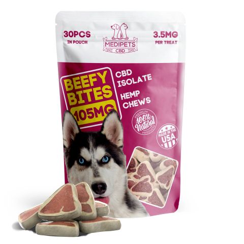 CBD Dog Treats - Beefy Bites - 105mg - MediPets - Thumbnail 1