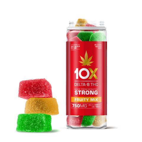 25mg CBD, D8 Gummies - Fruity Mix - 10X - Thumbnail 1