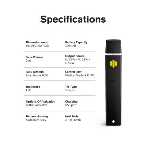 2000mg D10, D8 Vape Pen - Wedding Cake - Hybrid - 2ml - Hyper - Thumbnail 9