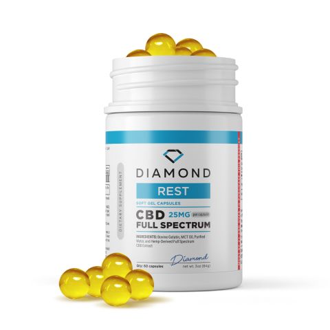 25mg Full Spectrum CBD Capsules - 60ct - Diamond CBD - Thumbnail 1