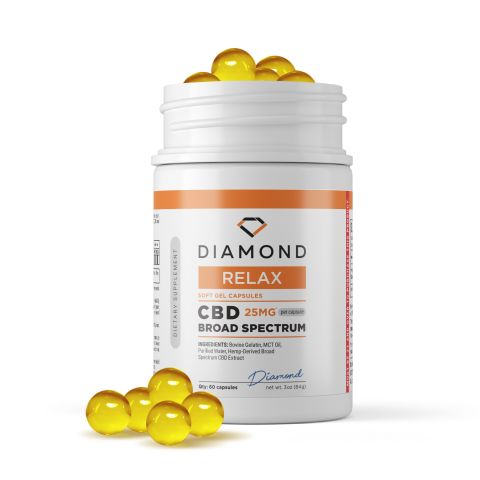 25mg Broad Spectrum CBD Capsules - 60ct - Diamond CBD - Thumbnail 1