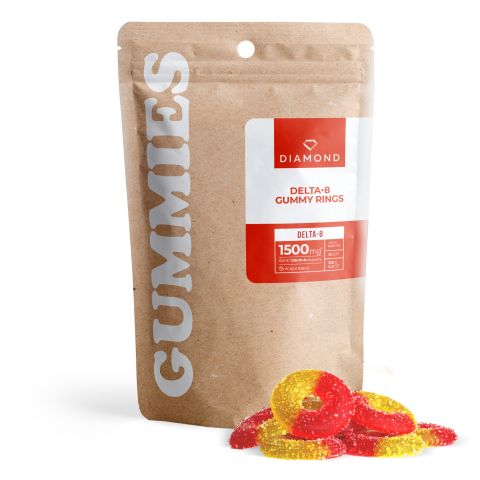 100mg Delta 8 Gummies – Peach Sour Rings – Diamond CBD - Thumbnail 1