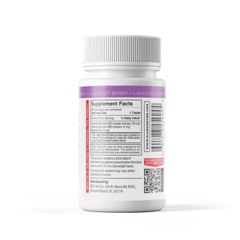 31mg Broad Spectrum CBD, CBN, Melatonin Tablets - Lavender Berry - Thumbnail 10